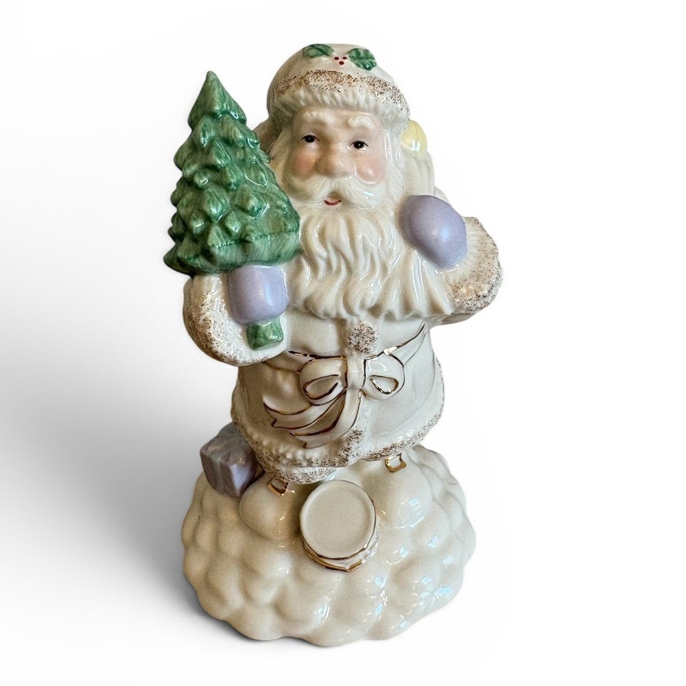 Lenox Porcelain Santa Claus Figurine Gold Accents Christmas Tree Toy Sack 7.5in
